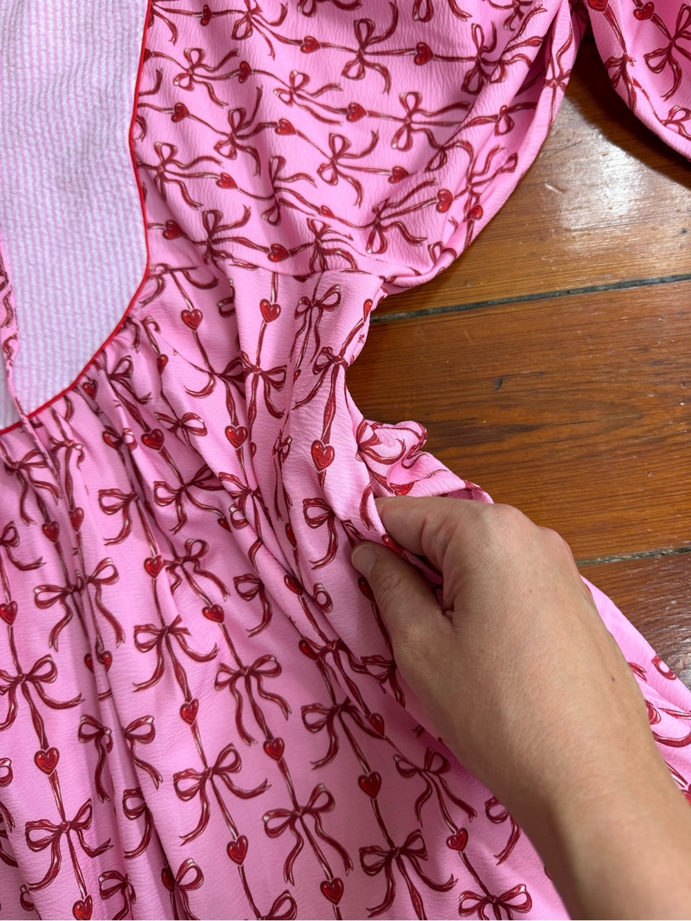 NWT Simply Southern Red and Pink Preppy Bow and Heart Seersucker Dress Sz L π§‘π - Picture 10 of 11